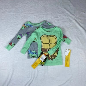 Teenage Mutant Ninja Turtles Lot of 2 Pajama Top Boys 2T Green Cartoon Character - Picture 1 of 7