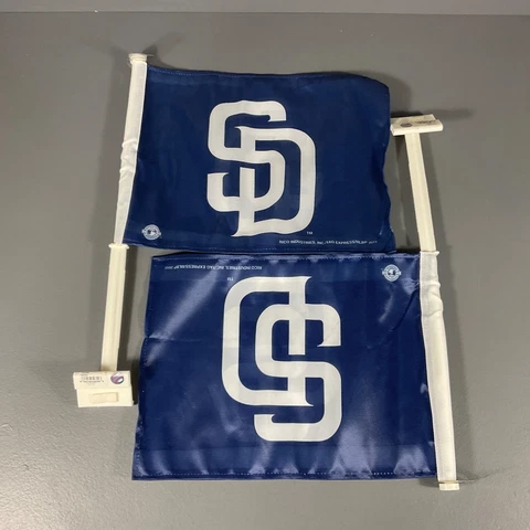 San Diego Padres Car Window Banner Flag MLB Baseball Decor Blue White - LOT OF 2 Cover