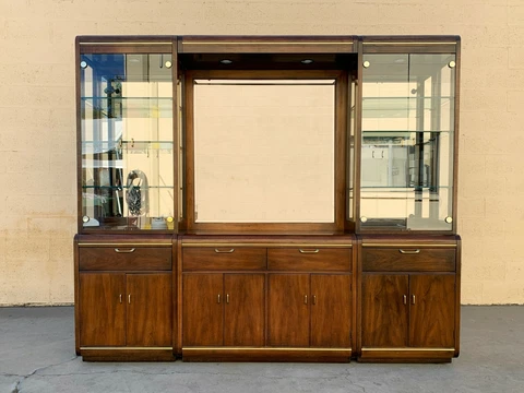 Early 1970s Cherrywood and Brass China Cabinet by Thomasville Cover
