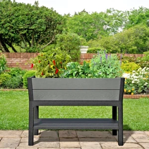 Raised Plastic Garden Bed Planter Box with Self-Watering System Veg Herb Flowers - Picture 1 of 5