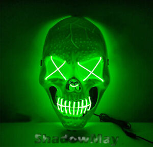 Halloween LED Light Up Clubbing Mask Skeleton Costume Rave Cosplay Party 3 Modes