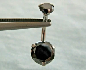 2.16ctw DOUBLE REAL BLACK DIAMOND BELLY RING,2 BLACK DIAMONDS,CERT,DIA TESTER - Picture 1 of 10