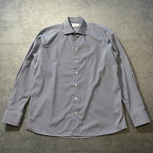 Eton Dress Shirt Mens 17 43 Contemporary Fit Blue Check Gingham Poplin European - Picture 1 of 9