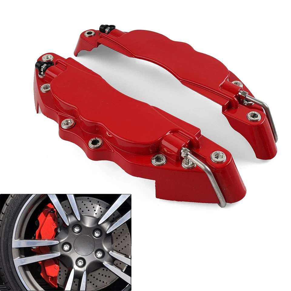 2x Universal Medium Size Metal Style Car Auto Disc Brake Caliper Covers Set Kit Foto 1 de 4