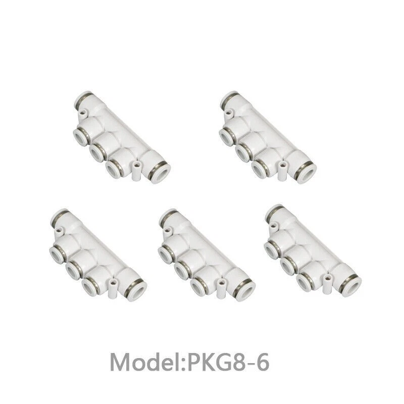 5xPneumatic Connector 5 Way 8 mm to 6 mm OD Tube Push Fit Manifold Quick Fitting - Image 1 of 4