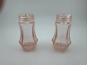 Seltene Heisey Glas Twist Flamingo Salz & Pfefferstreuer GLASDECKEL! Markiert Xlnt - Bild 1 von 6