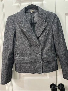 J. Crew Double Breasted Gray Button Blazer Jacket Wool Blend Sz 4 Small S - Picture 1 of 11