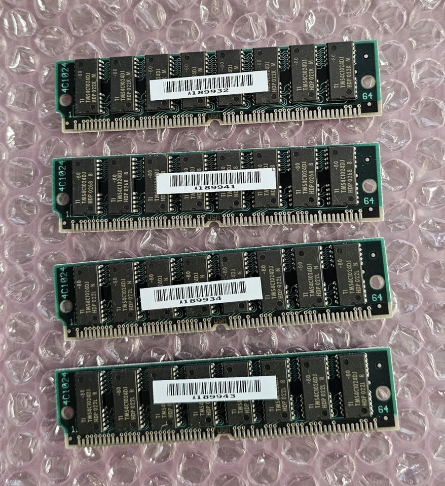 Texas Instruments 4-1MB 64-Pin Simm RAM Apple Mac Laserwriter IIFX IINTX - Image 1 of 1