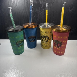 Harry Potter Cups Regal Cinemark All Houses Reusable Straw Twist Lid - Picture 1 of 10