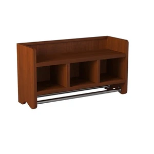LOGAN 25 IN BATH STORAGE SHELF WITH DUAL TOWEL RODS CHESTNUT WALL MOUNTED - Picture 1 of 3