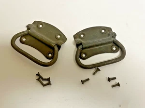 Vintage Stanley Truhen-/Kofferraumgriffe Set zwei Paar vier Bolzen mit Holzschrauben - Bild 1 von 5