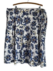 NWT Tommy Hilfiger Women’s Pleated Floral Paisley Skirt Plus Sz 22 Midi Blue - Picture 1 of 8