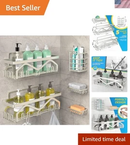 Elegante juego de 5 carrito de ducha de acero inoxidable - ¡Perfecto para cada baño! - Imagen 1 de 8