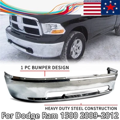Chrome Steel Front Bumper Face Bar For Dodge Ram 1500 2009-2012 w/o Fog Light Foto 1 de 4