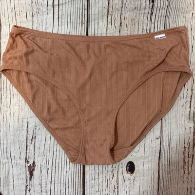 Steve Madden High Waist Briefs Underwear Nude Ribbed Panties Sz L - Image 1 of 4