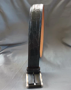 Trafalgar Herren 1-3/8" breiter Reptilhaut strukturierter schwarzer Ledergürtel Größe 34 - Bild 1 von 9