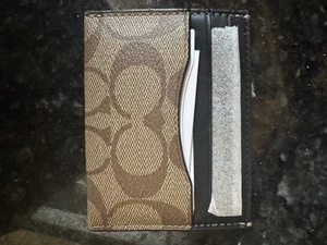 Coach Slim Id Signature Card Wallet F58110 Brown/Mahogany/Black Leather NWT - Picture 1 of 4
