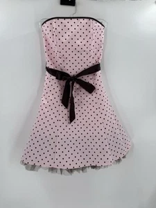 Vtg GUNNE SAX 80-90's Strapless Prom Party Dress Size 3 Flared Skirt Satin Dots - Picture 1 of 11