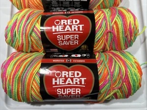 Lote de 2 RED HEART SUPER SAVER en DAY GLOW 5oz 236yds 100% Acrílico - Imagen 1 de 4