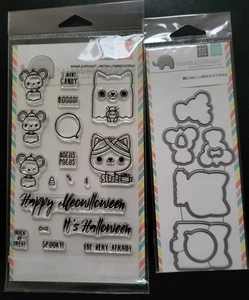 MAMA ELEPHANT Meowlloween Extras Clear Stamp Die Set Kitty Cat Mouse Halloween - Picture 1 of 4