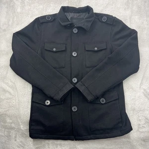 Krew Jacket Mens Large Black Military Moto Tech Heavyweight Skate Zip Button Up - Picture 1 of 13