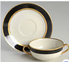 Fitz & Floyd *Renaissance* (Black On Buff) Cream Soup Bowl(S) & 7? Plate Minty