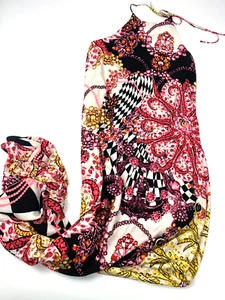 Tyche Multicolor Maxi Dress Tie Neck NWT Size M Women's MSRP $52 - Picture 1 of 9