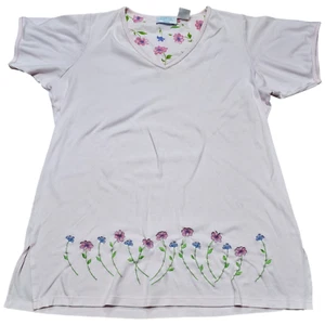 Camisa para dormir Ashley Taylor Plus rosa 1XL pijama floral bordado - Imagen 1 de 9
