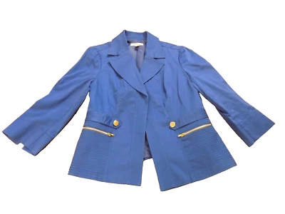 Vestido Granero Azul Real Blazer Abierto Bordado Costuras Bolsillos con Cremallera Talla S Usado en Excelente Condición Foto 1 de 4