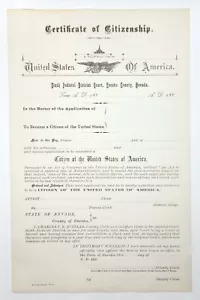 NEVADA - CERTIFICATO DI CITTADINANZA NON RILASCIATO 1880. - Foto 1 di 1