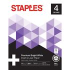 Staples 8.5" X 11" Laser Paper 28 Lbs. 98 Brightness 500/Rm 4 Reams/Carton