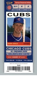 Cincinnati Reds vs Chicago Cubs 5/5/2013 Full Ticket - Mark Grace