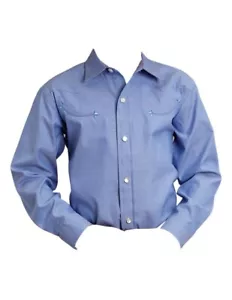 Stetson Western Shirt Boys Pinpoint L/S Snap Blue 11-030-0465-0023 BU - Picture 1 of 1