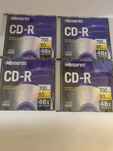 Paquete de 4 discos compactos grabables Memorex CD-R 700 MB 80 min 48X nuevos sellados - Imagen 1 de 2