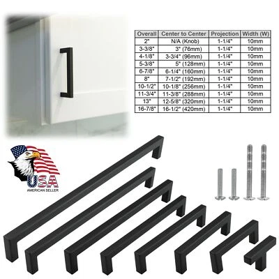 Tiradores de cajón de esquina cuadrada de cocina negra de acero inoxidable Foto 1 de 4