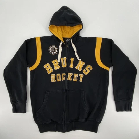 VINTAGE Boston Bruins Sweater Adult Medium Black Yellow NHL Hockey Full Zip Mens Cover