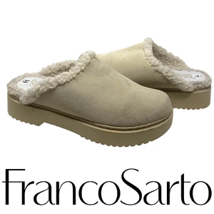 New Franco Sarto Sz 11 Waleria Tan Suede Shearling Lined Mules Scuffs NWOB - Picture 1 of 9