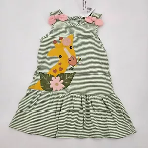 Cracker Barrel Girls Giraffe Sleeveless Dress SZ 5Y 5 Striped Green NEW Goodlad - Picture 1 of 16