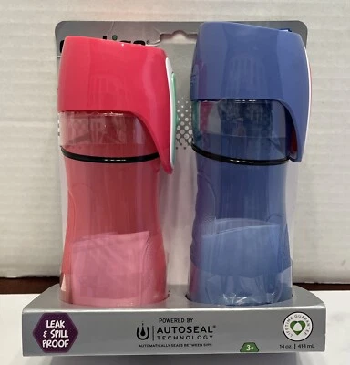 Contigo 14 oz. Botella de agua Trekker Autoseal para niños paquete de 2 rosa y púrpura Foto 1 de 3
