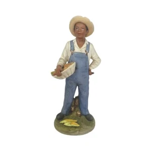 Homco Vintage 1472 Interiors Hogar Hombre Negro Figura Granjero Cosecha Colección - Imagen 1 de 9