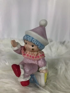 Vintage Homco baby whimsical clown sitting on building block #1451 - Picture 1 of 7