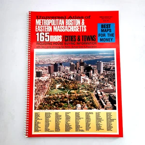 Spiral Bound Map Book Universal Atlas Metro Boston Eastern Massachusetts 1993 - Foto 1 di 5