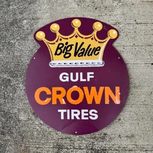 Vintage Gulf crown tires Signboard F/S from Japan - Picture 1 of 7