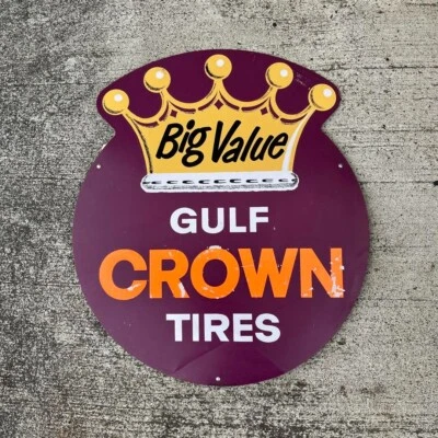 Vintage Gulf crown tires Signboard F/S from Japan - Image 1 of 4