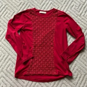 Pre-owned Zara Girl cute red long sleeves top -size 9/10 - Picture 1 of 4