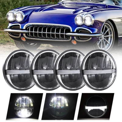 4pcs 5.75" Round Front LED Headlights Hi/Lo Lamp For Chevrolet Corvette 1959-82 - Image 1 of 4