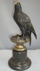 Statua Aquila Uccello Natura Stile Art Deco Stile Art Nouveau Bronzo massiccio F