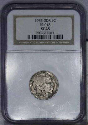 1935 Buffalo Nickel 5c NGC XF45 EF45 DDR FS-018 LB - Image 1 of 2