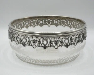 Antique French Crystal Salad Bowl with Sterling Silver Mounts Early 20th Century - Picture 1 of 6