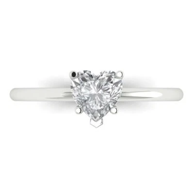 1.25 cttw Heart-Cut Cubic Zirconia Solitaire  Engagement Ring (14K White Gold) - Image 1 of 4